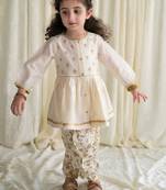 Cream embroidered cotton kurta set