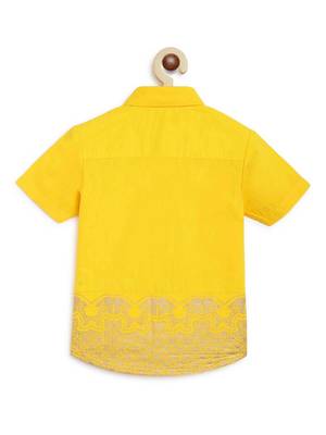 Yellow embroidered cotton shirt 3