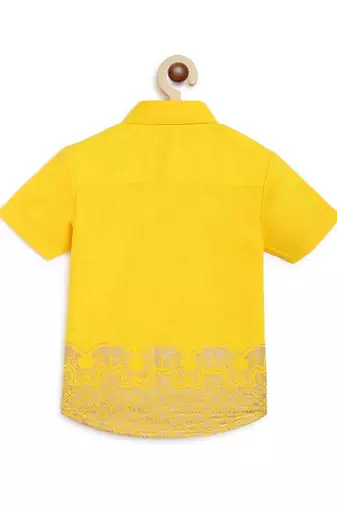 Yellow embroidered cotton shirt