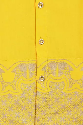 Yellow embroidered cotton shirt