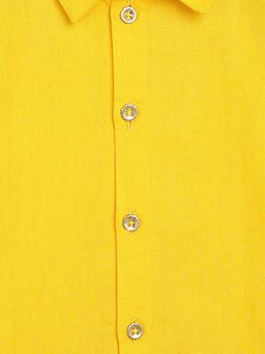Yellow embroidered cotton shirt 5