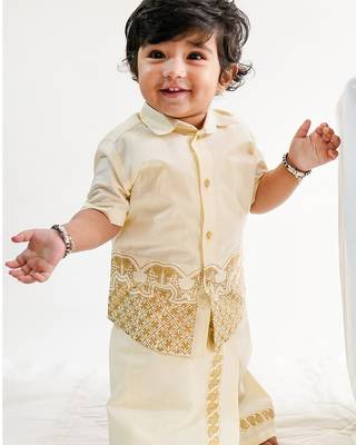 Cream embroidered cotton shirt 1