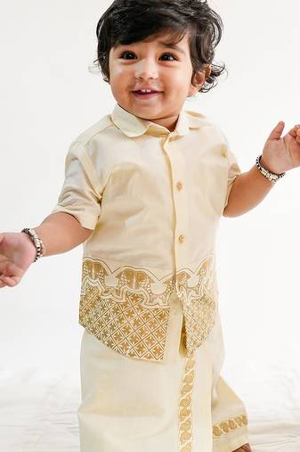 Cream embroidered cotton shirt