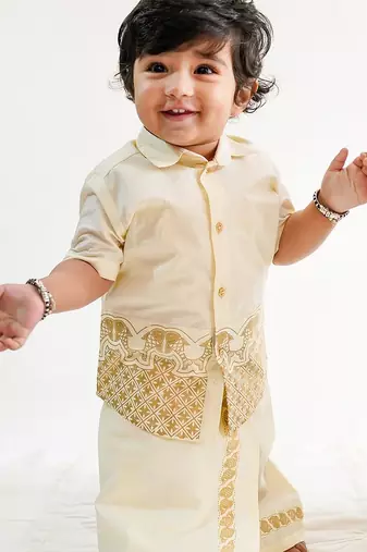 Cream embroidered cotton shirt