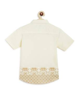 Cream embroidered cotton shirt 3