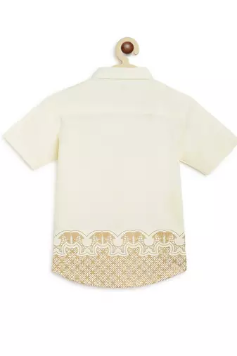 Cream embroidered cotton shirt