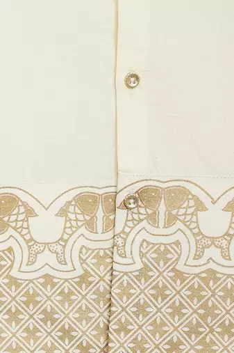 Cream embroidered cotton shirt