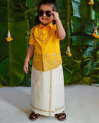 Yellow embroidered cotton co ord set 1