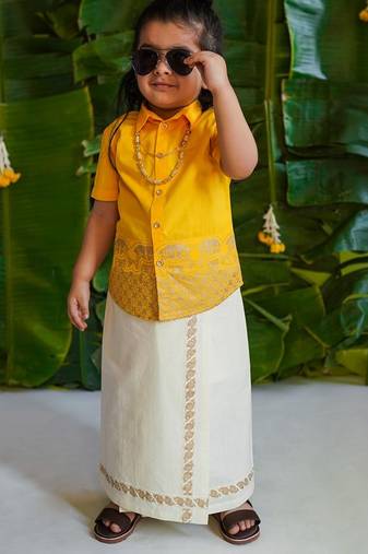 Yellow embroidered cotton co ord set