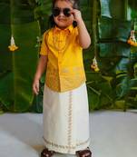 Yellow embroidered cotton co ord set