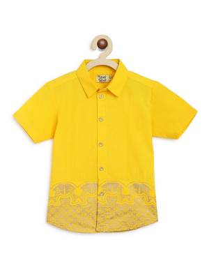 Yellow embroidered cotton co ord set 2