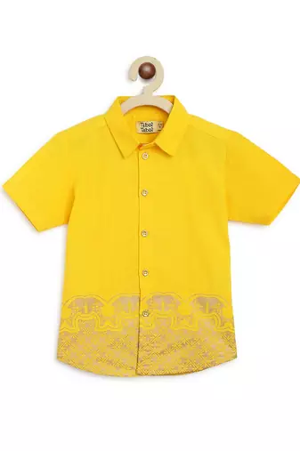 Yellow embroidered cotton co ord set