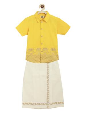 Yellow embroidered cotton co ord set 4