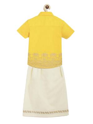 Yellow embroidered cotton co ord set 5