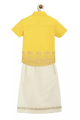 Yellow embroidered cotton co ord set