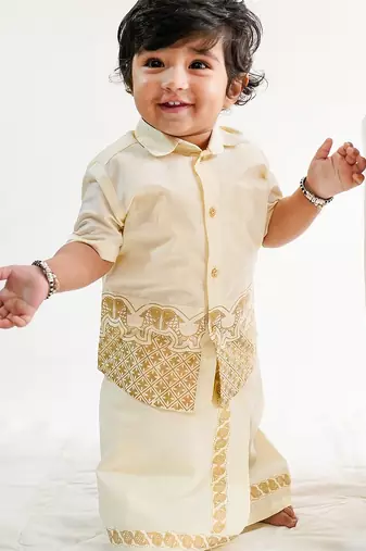 Cream embroidered cotton co ord set