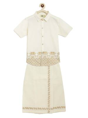 Cream embroidered cotton co ord set 4