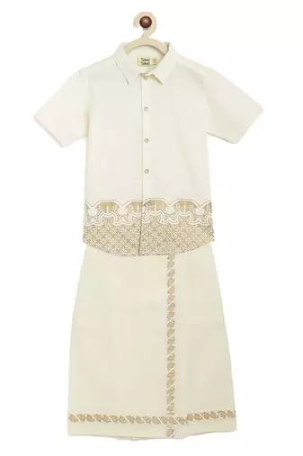 Cream embroidered cotton co ord set