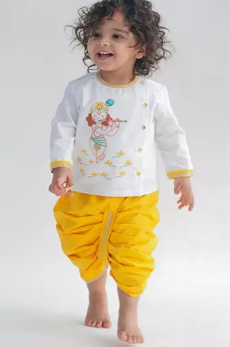 White embroidered cotton kurta set