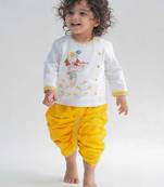 White embroidered cotton kurta set