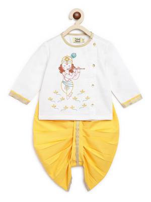 White embroidered cotton kurta set 2
