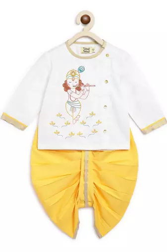 White embroidered cotton kurta set