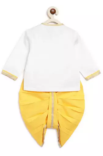 White embroidered cotton kurta set