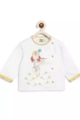 White embroidered cotton kurta set