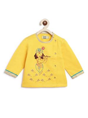 Yellow embroidered cotton kurta set 5