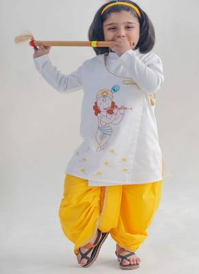 White embroidered cotton kurta set 1