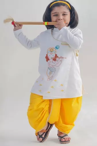 White embroidered cotton kurta set
