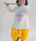 White embroidered cotton kurta set