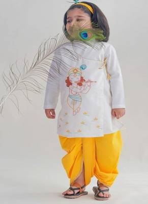 White embroidered cotton kurta set 2