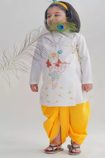 White embroidered cotton kurta set