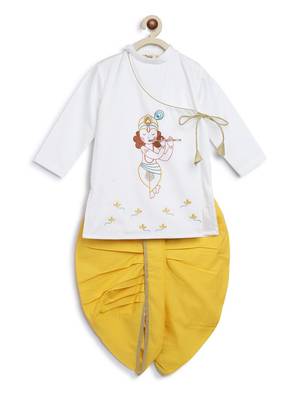 White embroidered cotton kurta set 3