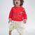 Red embroidered cotton kurta set