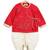 Red embroidered cotton kurta set
