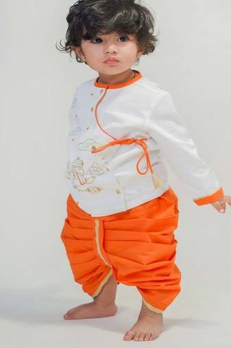 White embroidered cotton kurta set