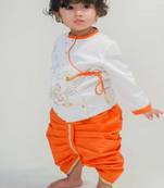 White embroidered cotton kurta set