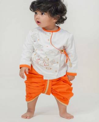 White embroidered cotton kurta set 2