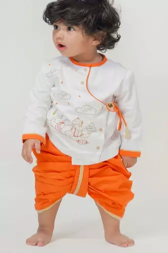White embroidered cotton kurta set