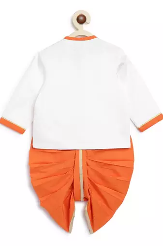 White embroidered cotton kurta set