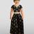 Jbn creations girls black dupion silk lehenga set - rose gold foil print traditional outfit