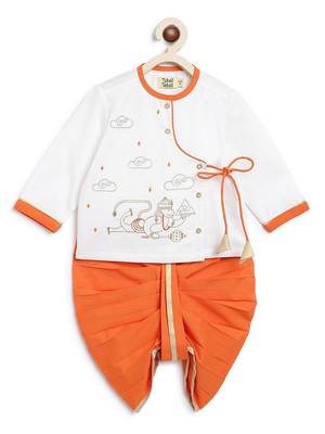 White embroidered cotton kurta set 5