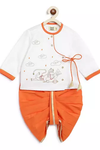 White embroidered cotton kurta set