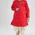 Red embroidered cotton kurta set