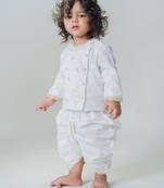 White embroidered cotton kurta set
