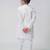 White embroidered cotton nehru jacket set