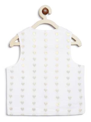 White embroidered cotton nehru jacket set 3