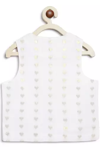 White embroidered cotton nehru jacket set